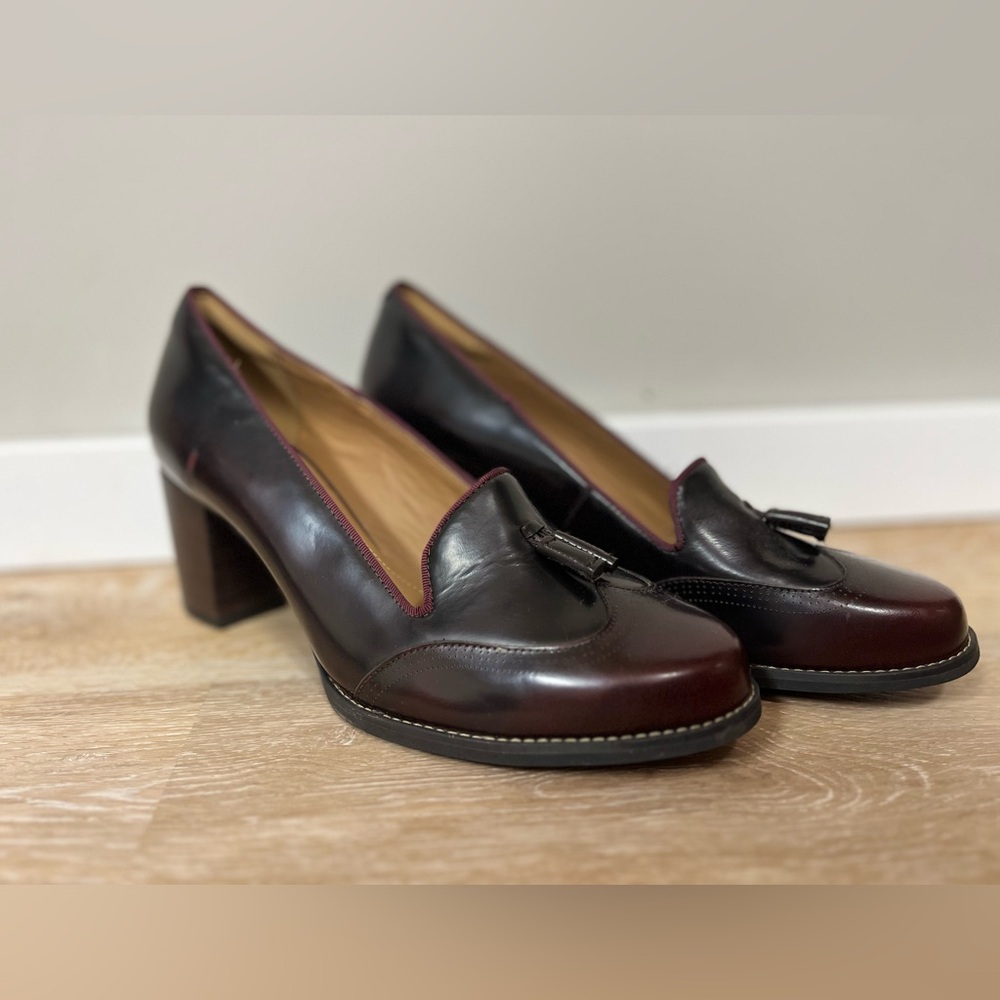 Clarks Brown Block Heel Leather Shoes
